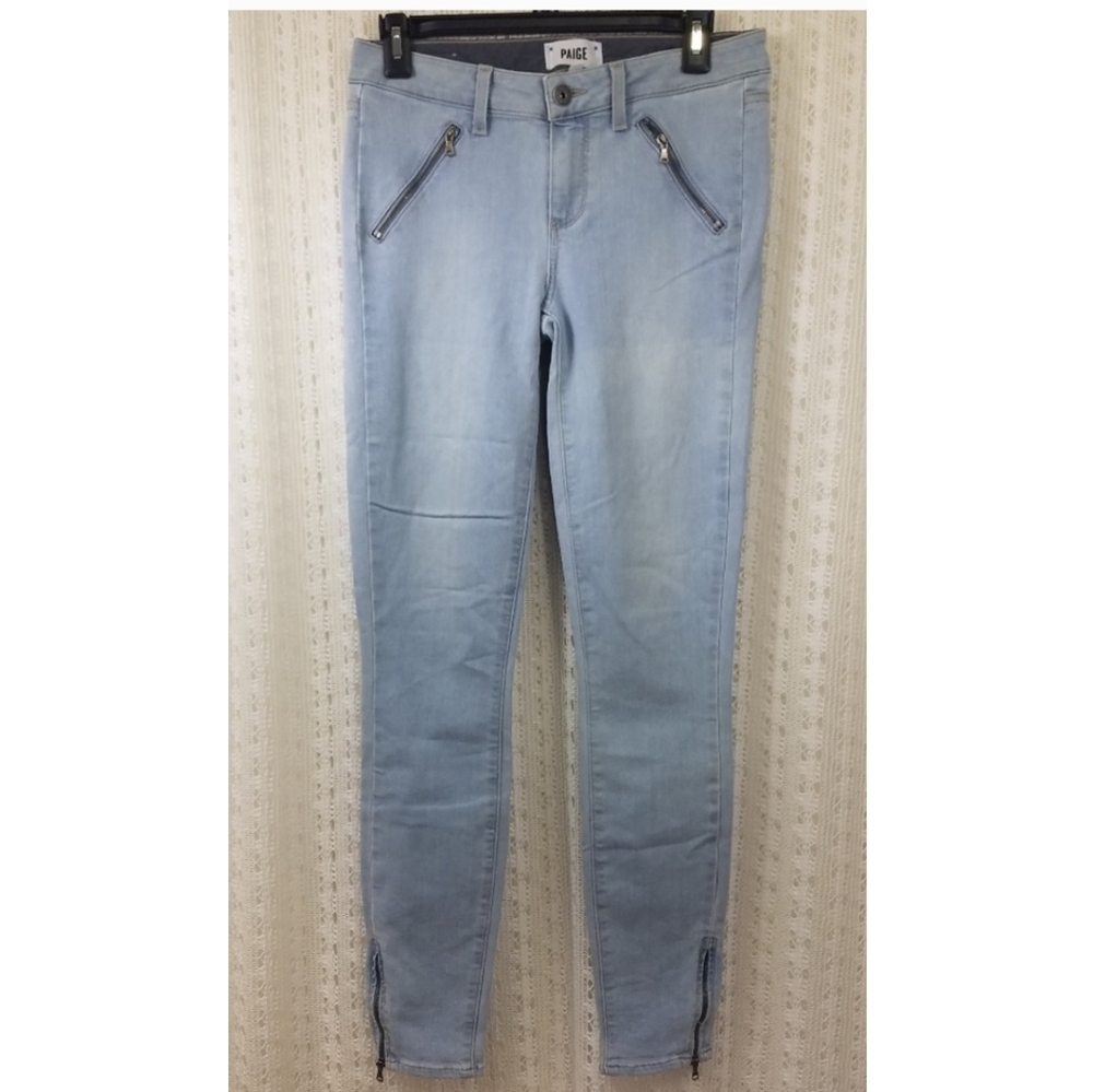 Paige Dove Ankle Zipper Skinny Jeans Light Wash Size 26